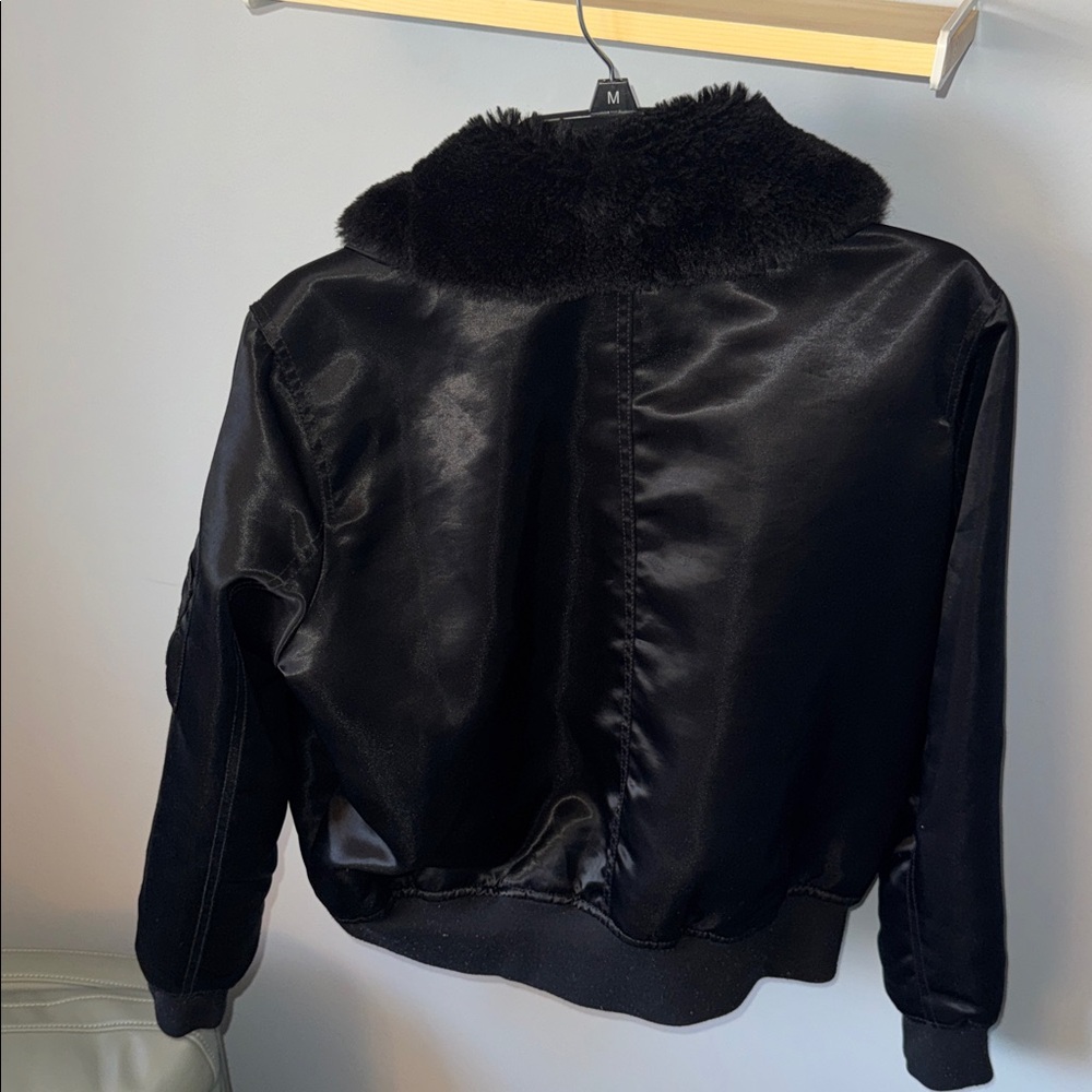 Gap Shiny Black Bomber Jacket - image 3